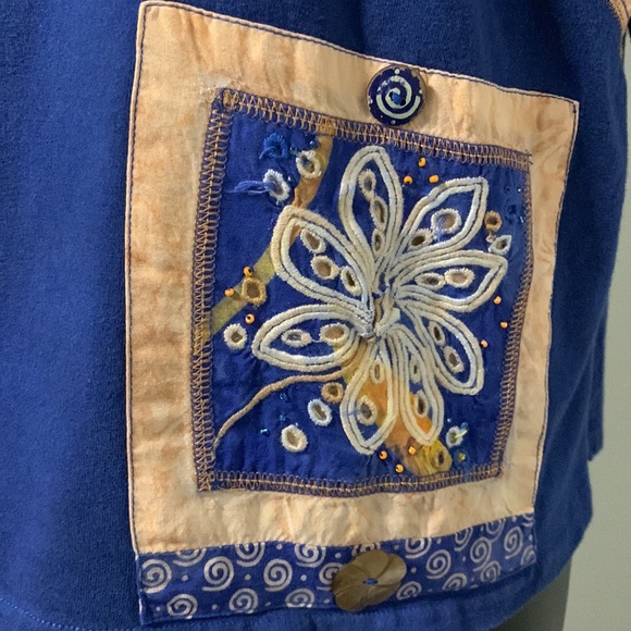 Bali Emerald Blue Batik Multi Media Top Size S - Picture 3 of 10